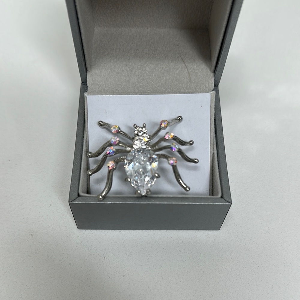 Elegant Silver Spider Brooch